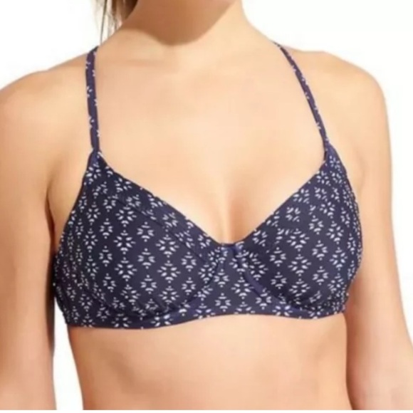 Athleta Taza Kaimana Navy print underwire Bikini Swim top - 38 B|C - Picture 9 of 9